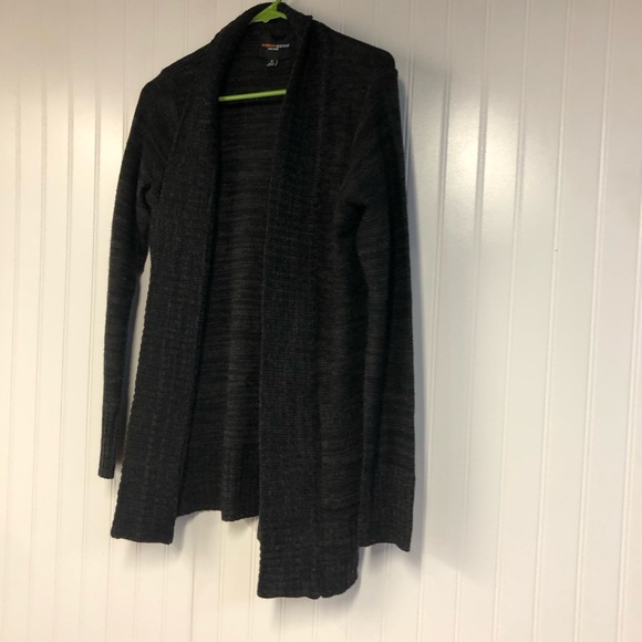 Ambiance Apparel Women's Black Open Front Cardigan Sweater Medium Long Sleeve - Picture 2 of 4